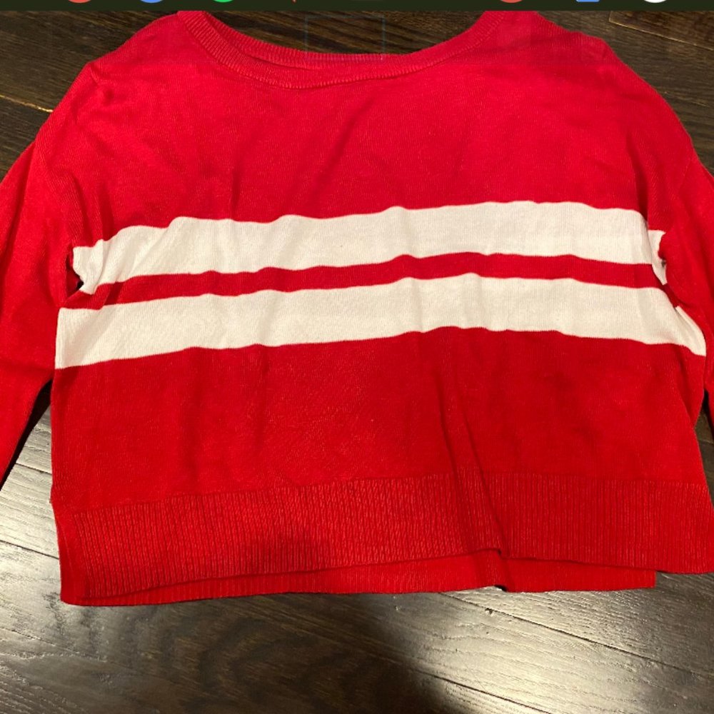 Garage red with white stripes long sleeve